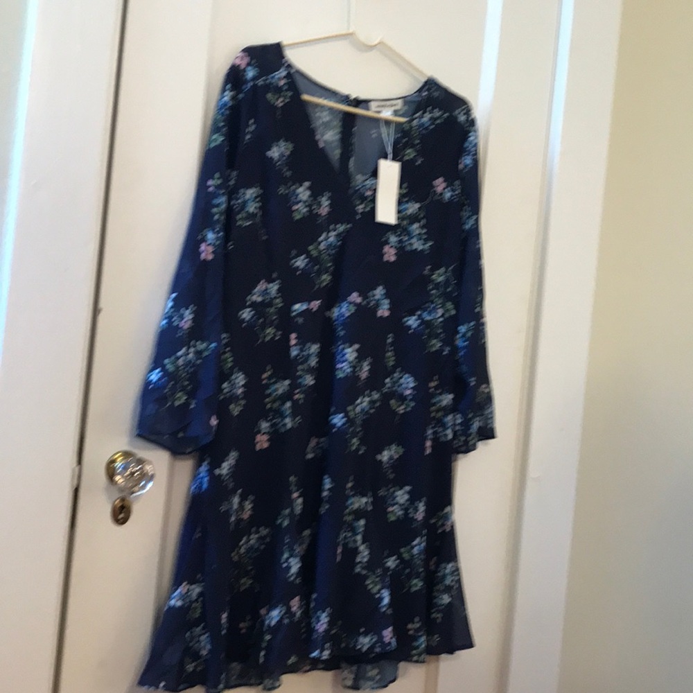 Blue A-line flower dress